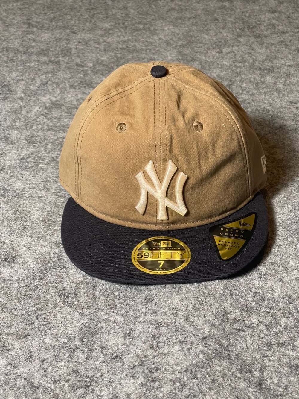 New Era New York Yankees 59FIFTY Retro Crown Waxed Canvas Fitted Hat Brown/Black